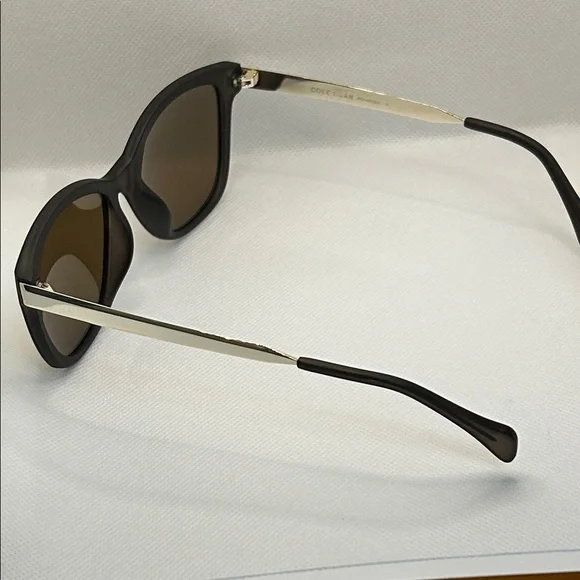 Cole Haan 57mm Polarized Sleek Square Matte Grey and Gold Women's Sunglasses - Picture 8 of 13